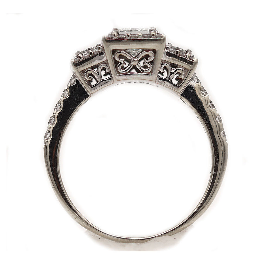 Vintage Art Deco Style Princess Cut Diamond Cluster Ring