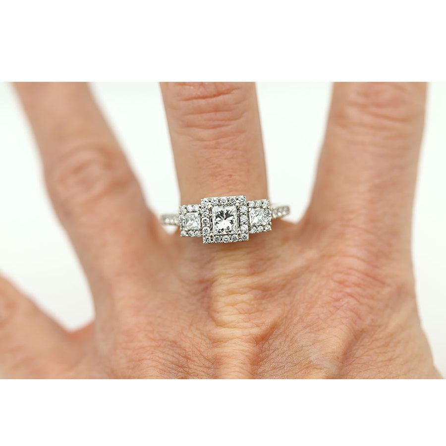 Vintage Art Deco Style Princess Cut Diamond Cluster Ring