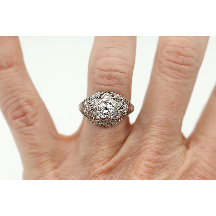 Ornate Edwardian Diamond Engagement Ring Circa 1910