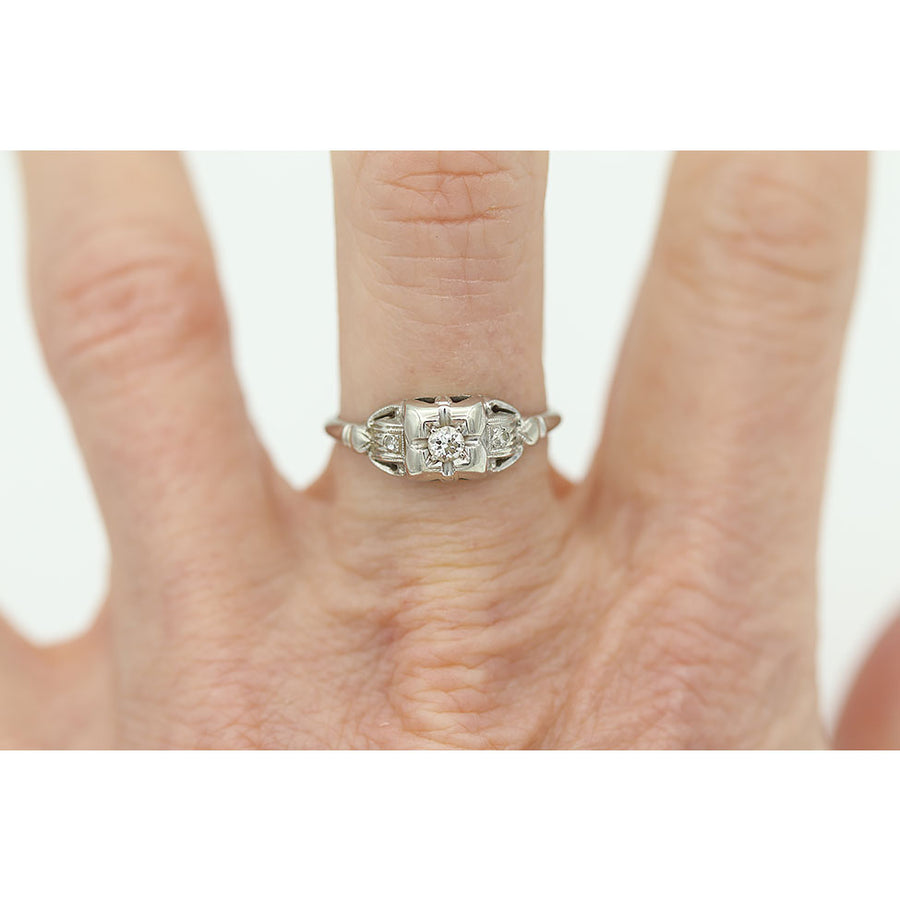 Antique Promise Ring Circa 1920s .10 Ct H/SI1