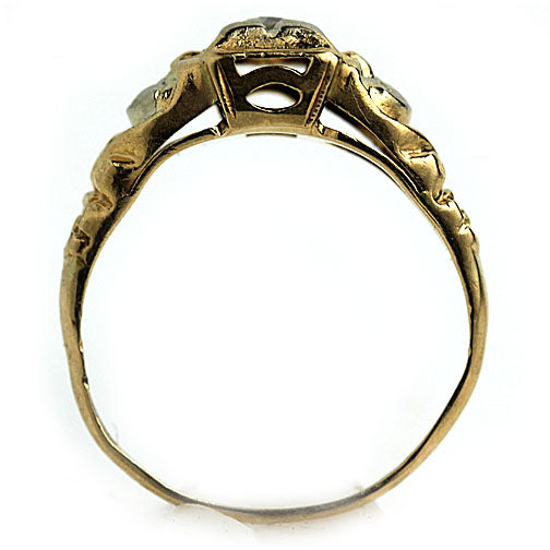 Mid-Century .05 CTW 14K Two Tone Gold Petite Antique Diamond Engagement Ring