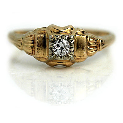 Retro 1940s Solitaire Engagement Ring   
