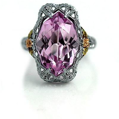 4.00 Carat Art Deco Pink Gemstone Engagement Ring 