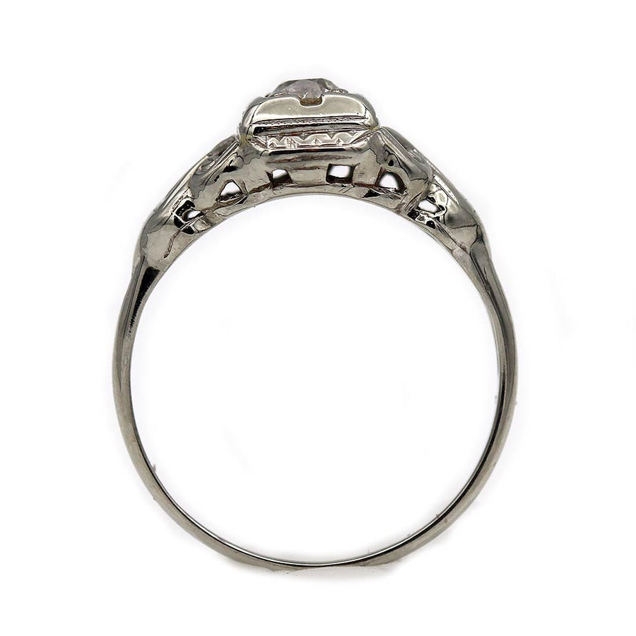 Old Mine Cut Engagement Ring with Side Engravings