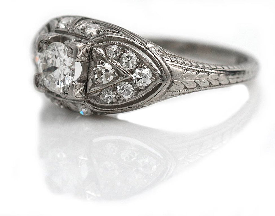 Vintage Platinum Diamond Engagement Ring