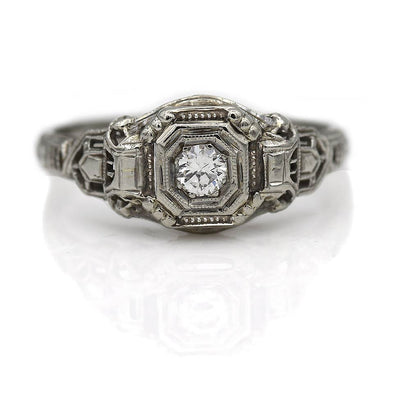 Solitaire Filigree Engagement Ring