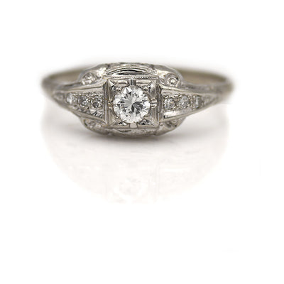 Antique Diamond Engagement Ring with Side Stones