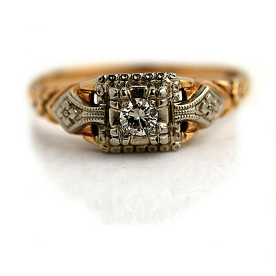 Intricate 1940s Diamond Engagement Ring