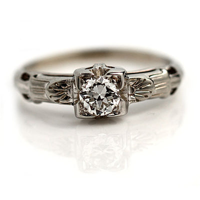 Art Deco Diamond Engagement Ring with Filigree