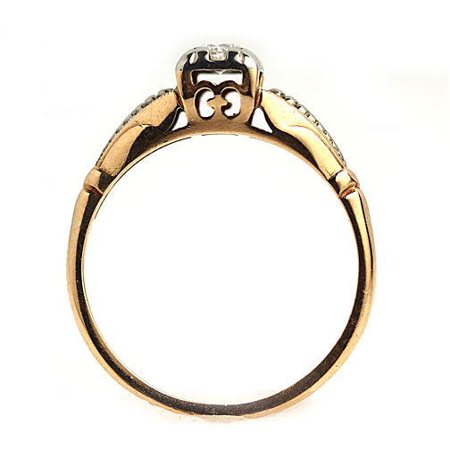 Vintage Two Tone Diamond Engagement Ring