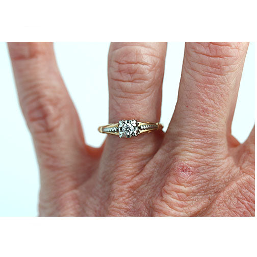 Vintage Two Tone Diamond Engagement Ring