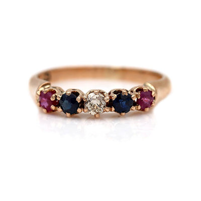Vintage Ruby Diamond and Sapphire Wedding Ring