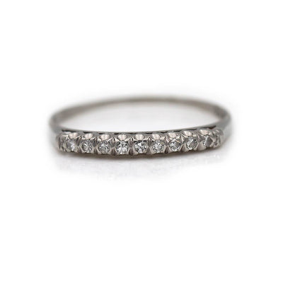 Thin Vintage Platinum Diamond Wedding Ring