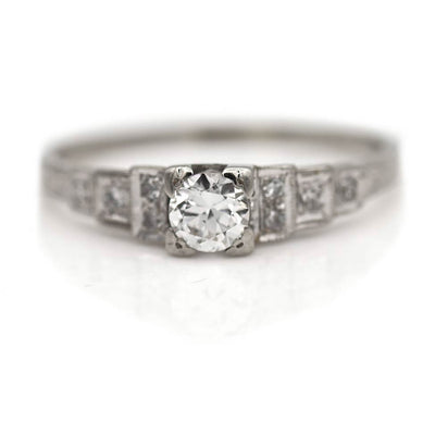 Vintage Old European Cut Diamond Engagement Ring with Tiered Stones