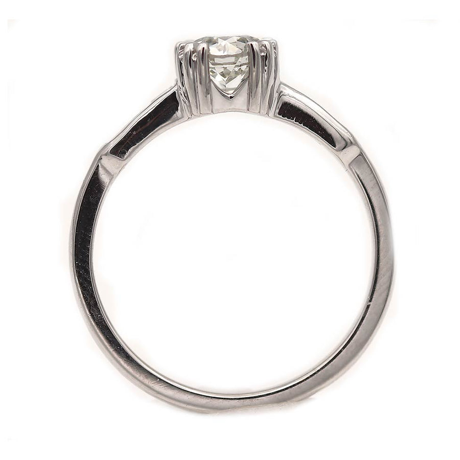Art Deco Style 1.01 CTW Old Mine Cut Diamond Vintage Engagement Ring Square Cut Side Stones GIA J/I1