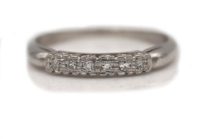 Vintage 6 Stone Diamond Wedding Ring in Platinum