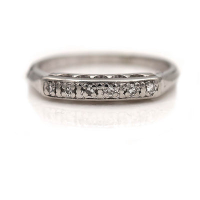 Vintage 6 Stone Platinum & Diamond Wedding Ring Size 7