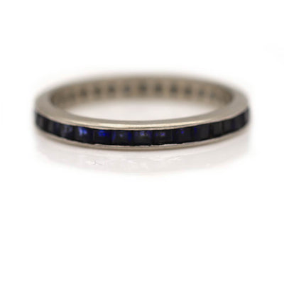 1980's Vintage Channel Set Sapphire Wedding Stacking Band