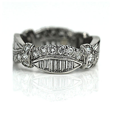 Vintage North-South Baguette & Round Diamond Eternity Band