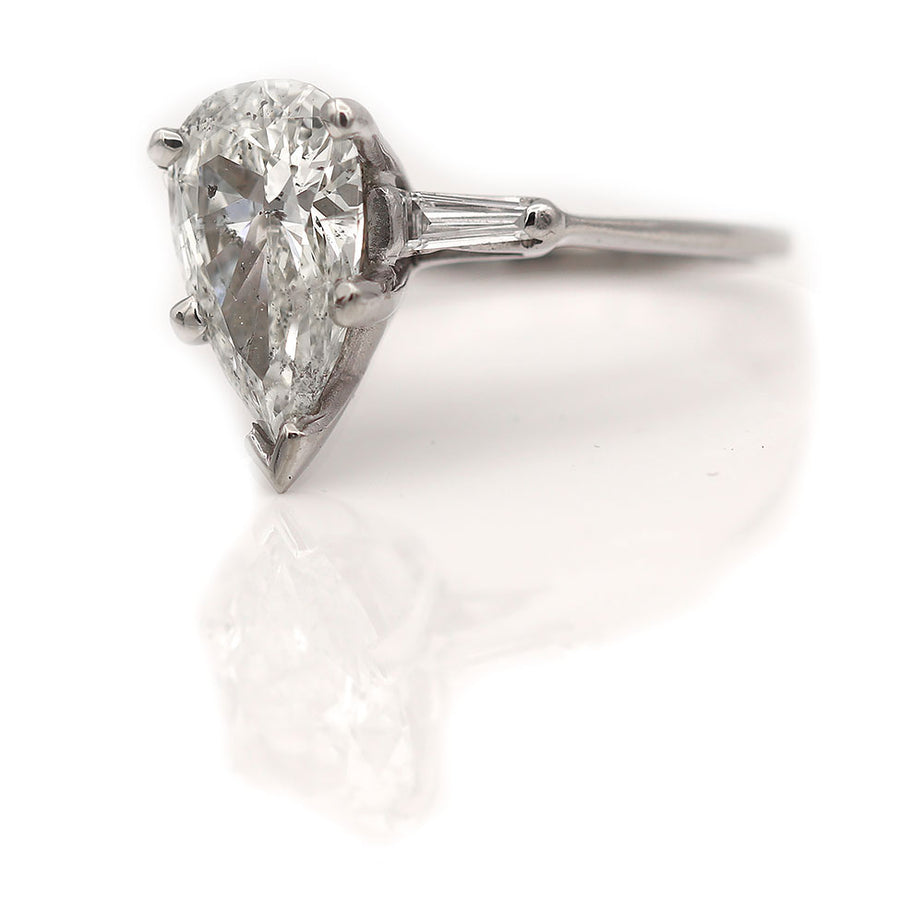 Vintage 2.31 Carat Pear Shape Diamond Ring GIA L/I1