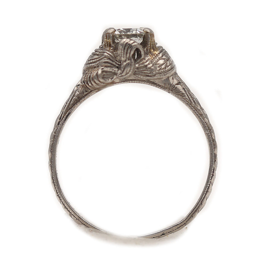 Art Deco Old European Cut Diamond Solitaire Engagement Ring