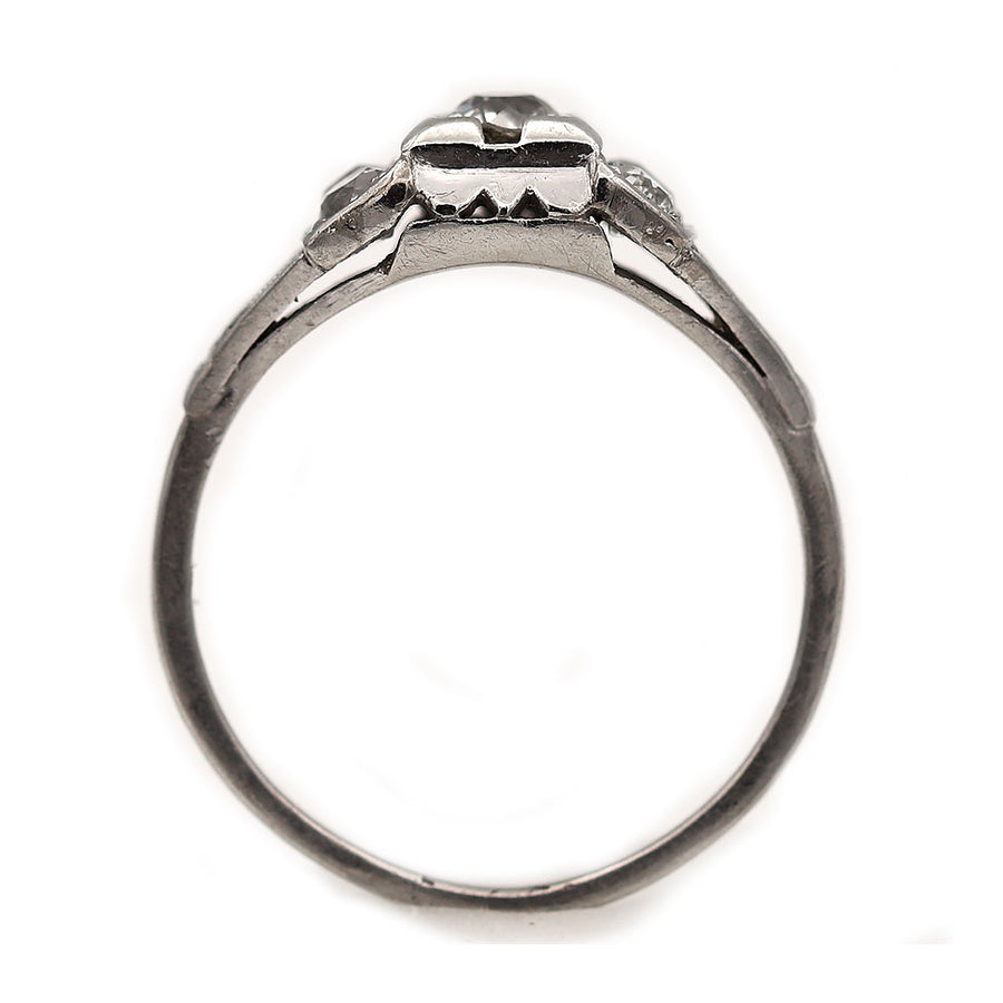 Antique Old Mine Cut Diamond Engagement Ring with Side Stones