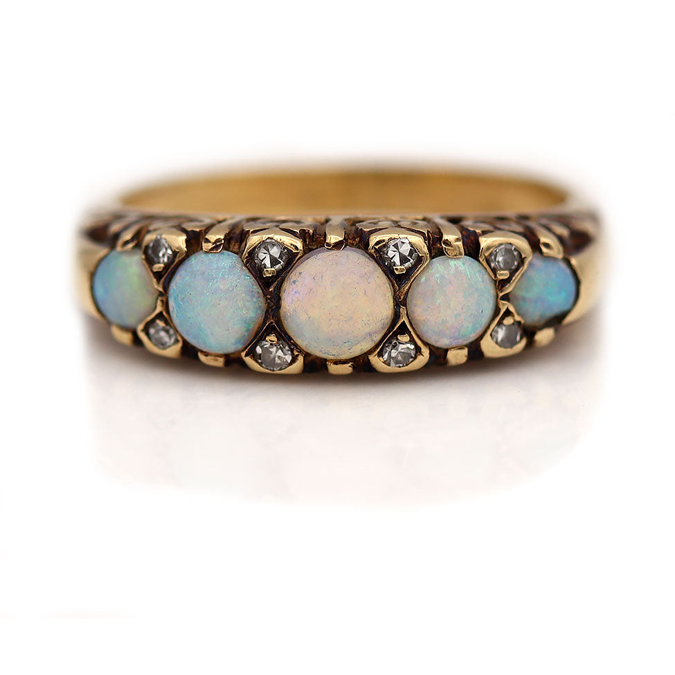 blue opal wedding rings