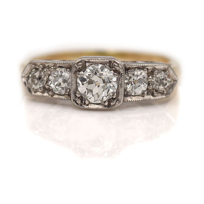 5 Stone Vintage Diamond Wedding Ring Circa 1940s