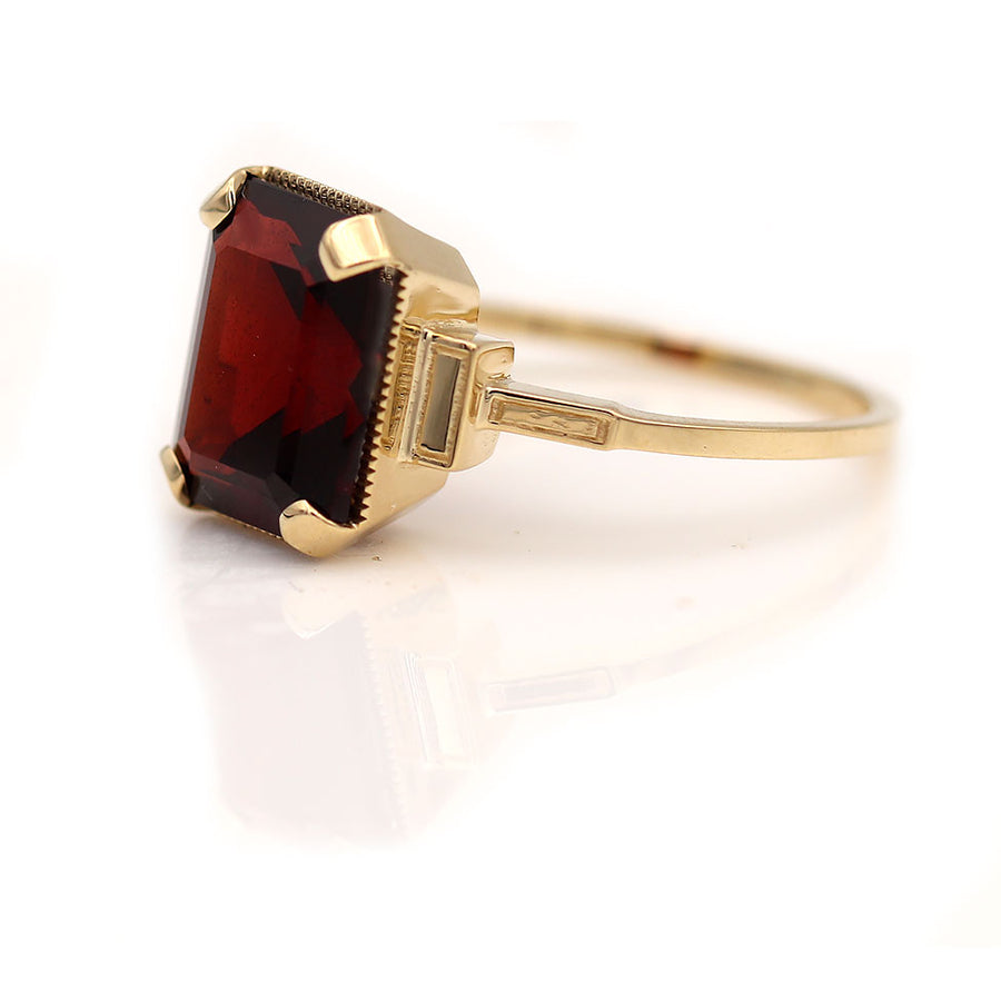 Art Deco Style Garnet Solitaire Engagement Ring