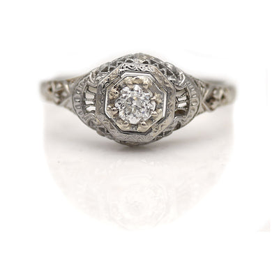 Art Deco Old Mine Cut Engagement Ring .25 Ct