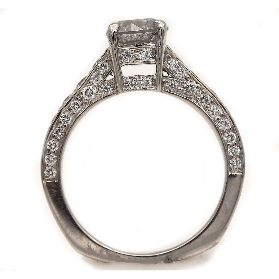 Vintage Rustic Salt and Pepper Diamond Engagement Ring 1.20 Ct