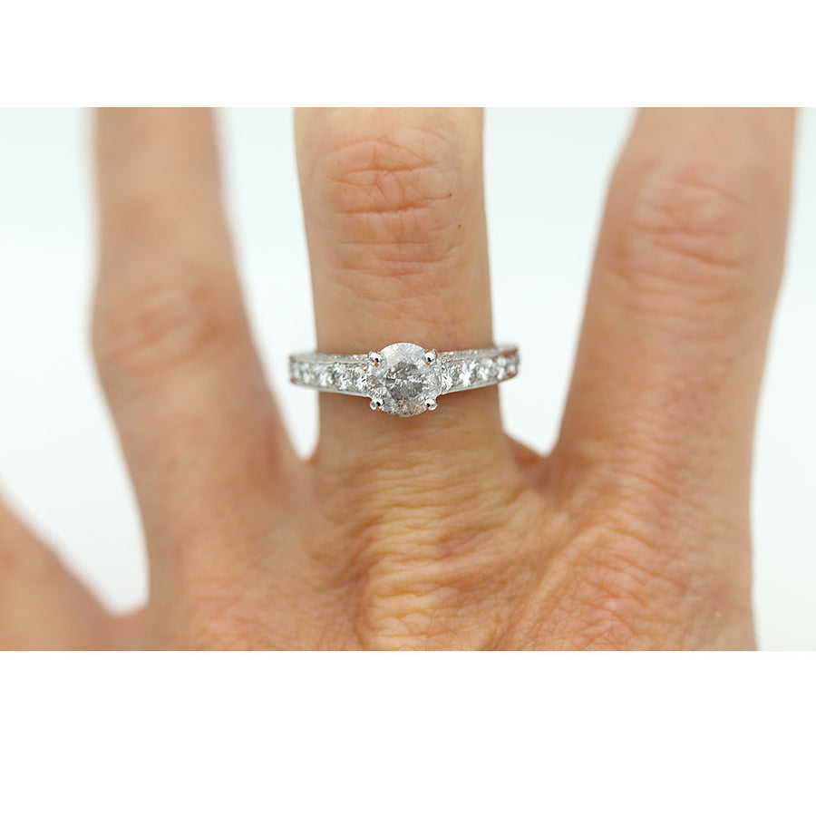 Vintage Rustic Salt and Pepper Diamond Engagement Ring 1.20 Ct