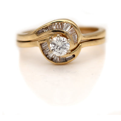 Mid-Century Transitional and Baguette Cut Diamond Ballerina Cocktail Ring