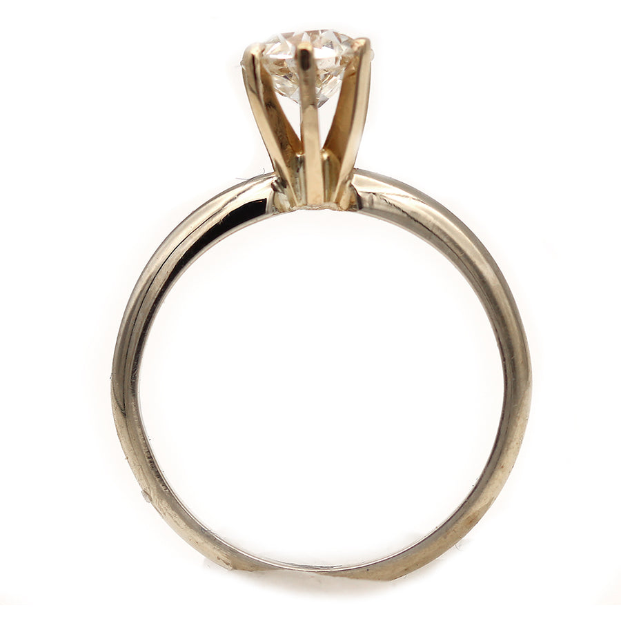 Mid-Century .85 CTW Old Mine Cut Diamond Solitaire Vintage Engagement Ring .85 GIA K/VS2
