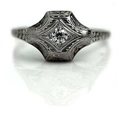 Art Deco Solitaire Diamond Engagement Ring