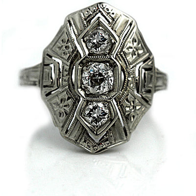 Vintage Navette Engagement Ring 