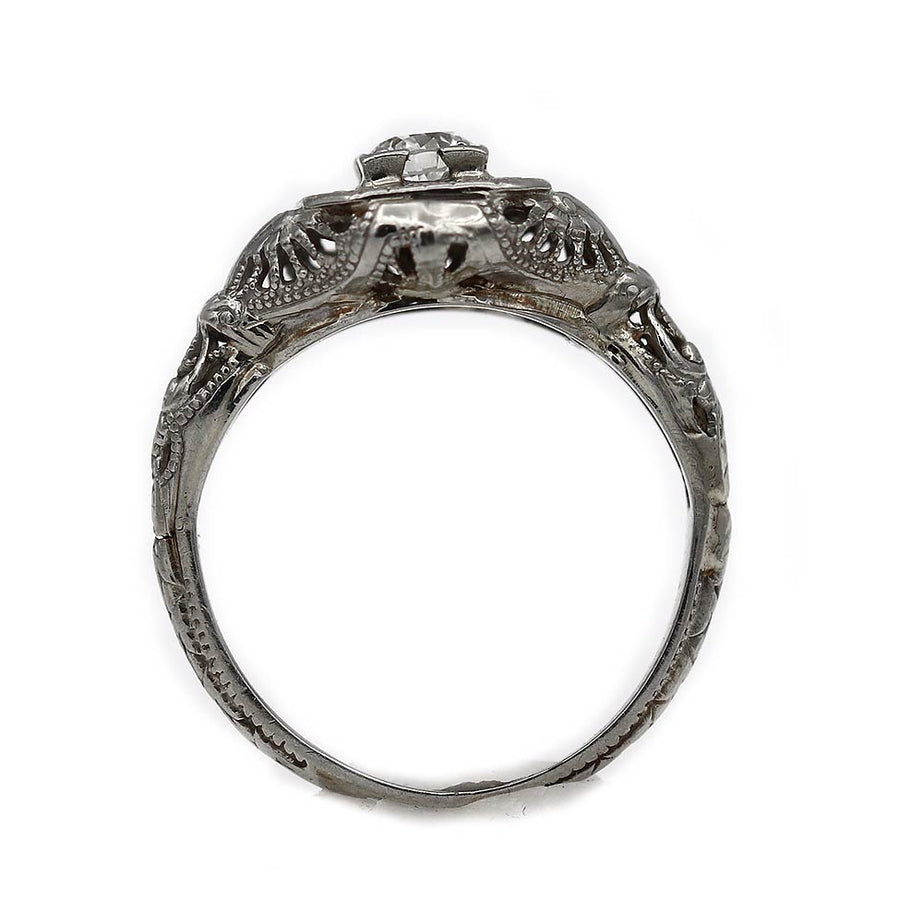 Art Deco .20 CTW Old Euro Diamond Antique Engagement Ring