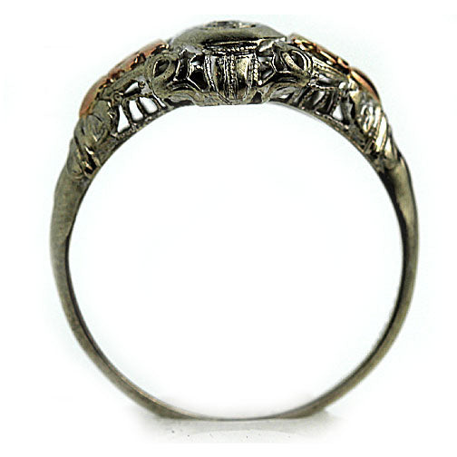 Mid-Century .05 CTW 10K Two ToneTwo Tone Floral Antique Diamond Engagement Ring