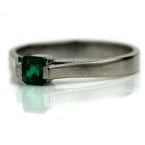 Vintage Square Emerald Solitaire Engagement Ring