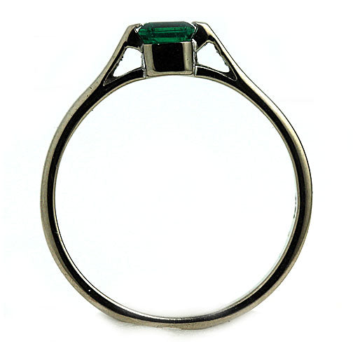 Vintage Square Emerald Solitaire Engagement Ring