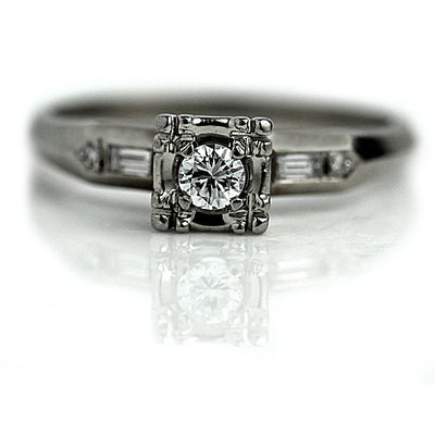 Illusion Set Diamond Engagement Ring with Baguettes