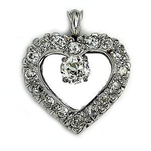 Vintage 1.70 CTW Mid-Century Diamond Heart Pendant