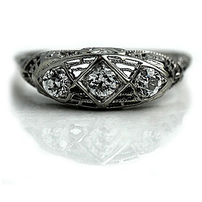 Authentic 3 Stone Diamond Engagement Ring