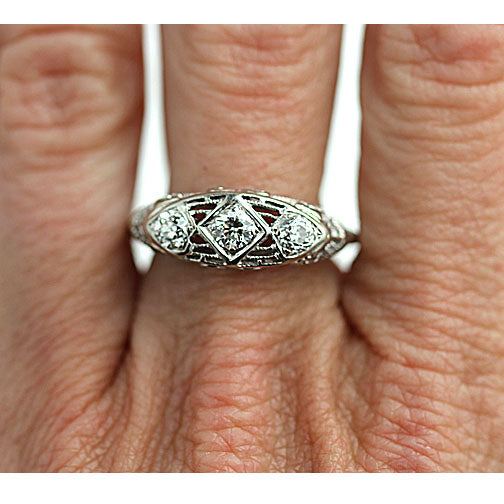 Authentic 3 Stone Diamond Engagement Ring