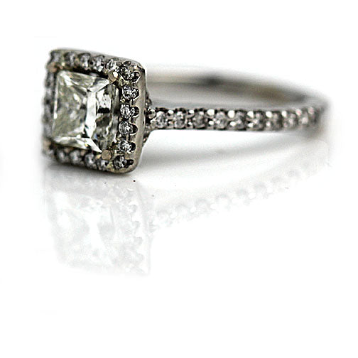 Vintage Princess Cut Halo Engagement Ring