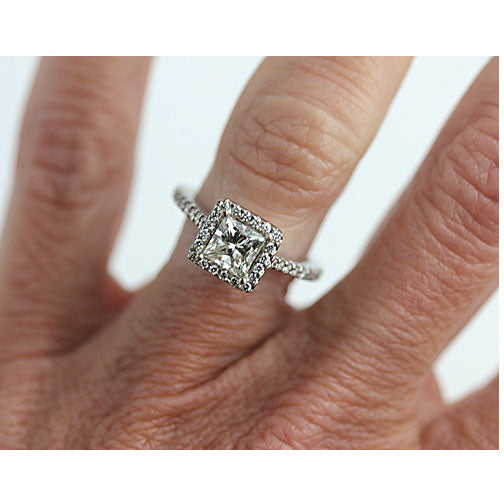 Vintage Princess Cut Halo Engagement Ring