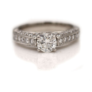 Mid-Century 1.71 CTW Round Diamond 18 Karat White Gold Vintage Engagement Ring GIA H/SI2