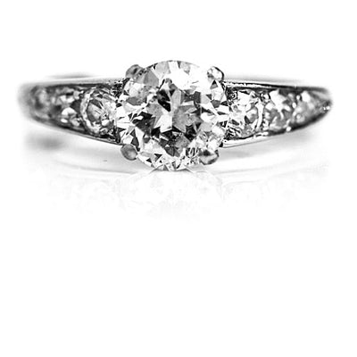 Mid-Century 1.41 CTW Old Mine Cut Diamond Antique Engagement Ring