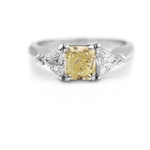 Mid-Century 1.62 CTW Fancy Yellow Diamond Vintage Engagement Ring 