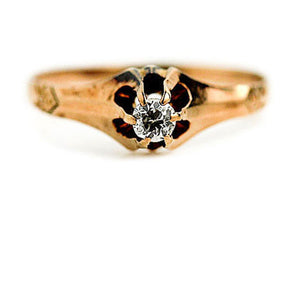 Victorian .15 CTW 10 Karat Rose Gold Vintage Diamond Engagement Ring - Vintage Diamond Ring